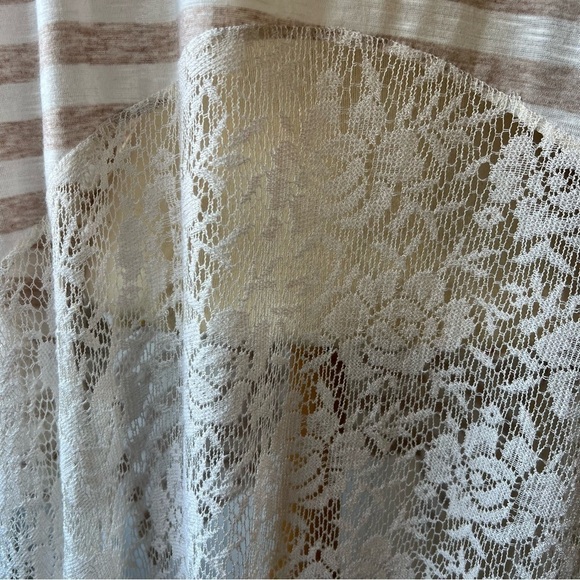 A’reve High-Low Boho Womens Striped Tunic & Lace Top, Size Medium - Picture 10 of 12